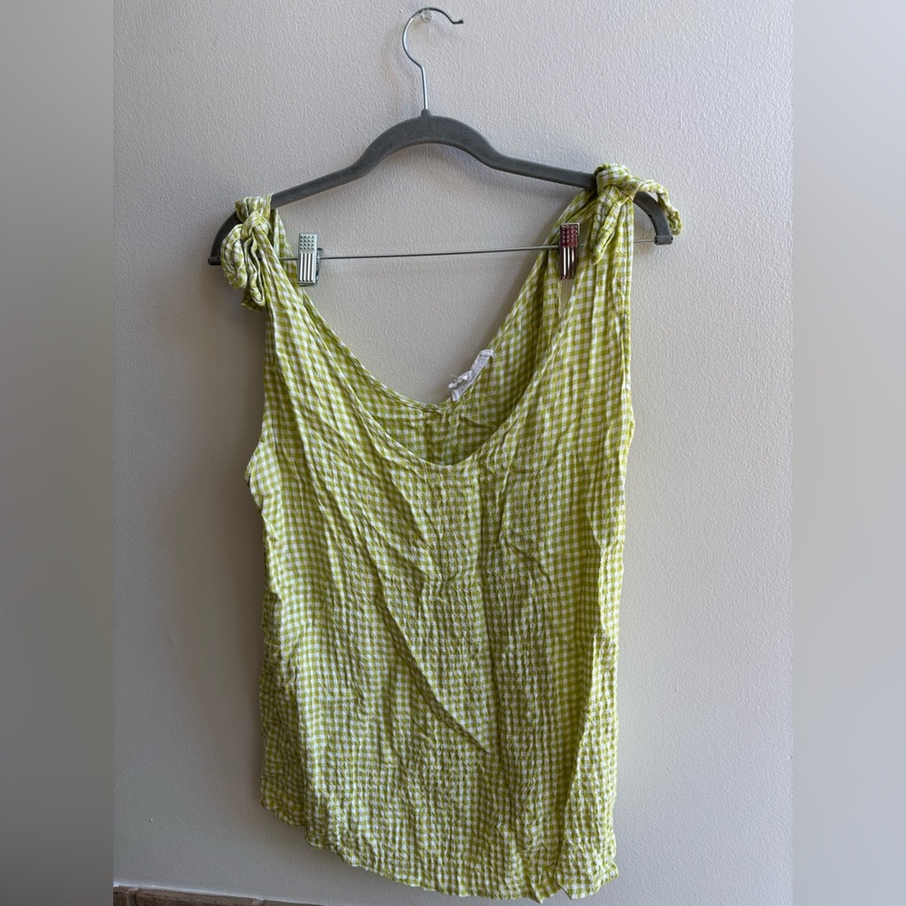 Jane and Delancey Green Checkered Top